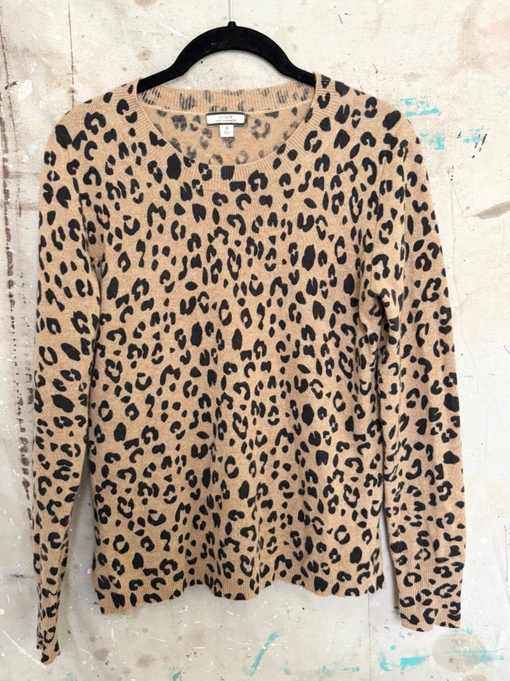 J Crew Cashmere Crewneck Sweater in Leopard - Picture 2 of 6